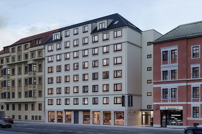 Rendering eines mehrgeschossigen modernen Gebäudes